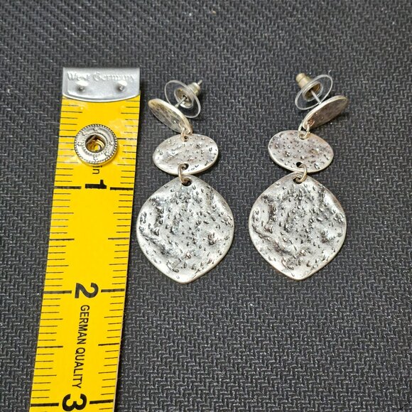 Hammered Metal Drop Earrings - Picture 2 of 2